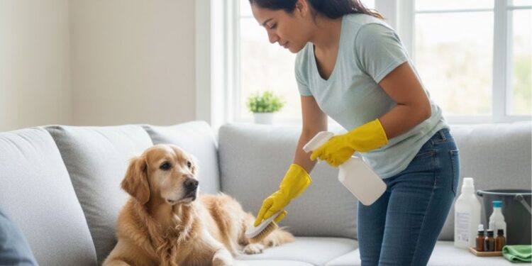 Como remover o cheiro de cachorro do sofá usando uma mistura simples