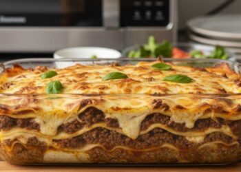 Lasanha caseira de micro-ondas pronta em 5 minutos
