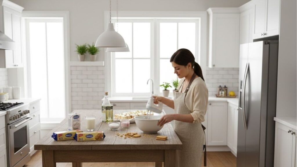 Sobremesa de Ano-Novo com 3 ingredientes: sorvete, creme e biscoito