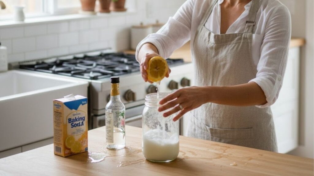 Como a misturinha com vinagre e bicarbonato elimina o cheiro de fritura com eficiência química