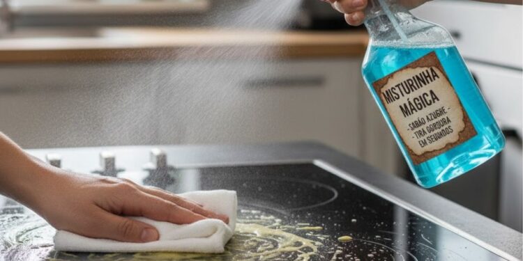 Misturinha com sabão azul e vinagre tira gordura da cozinha em segundos