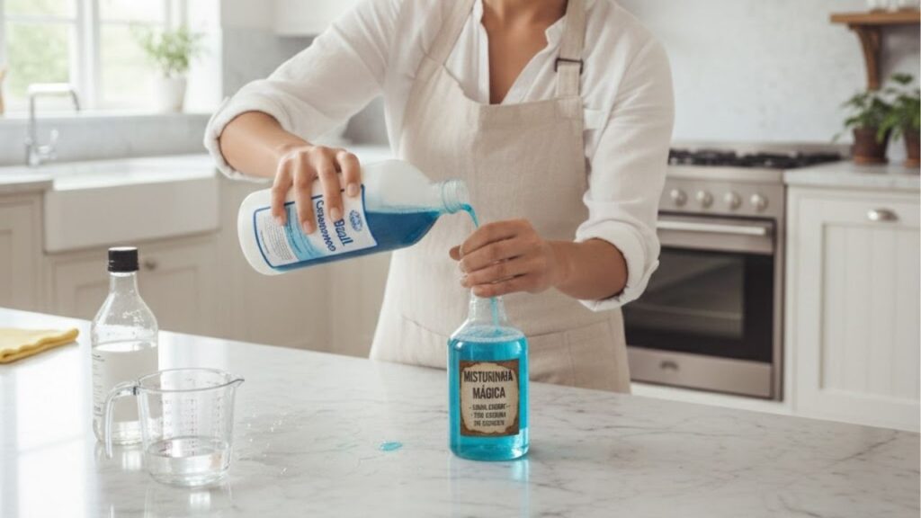 Misturinha com sabão azul e vinagre tira gordura da cozinha em segundos