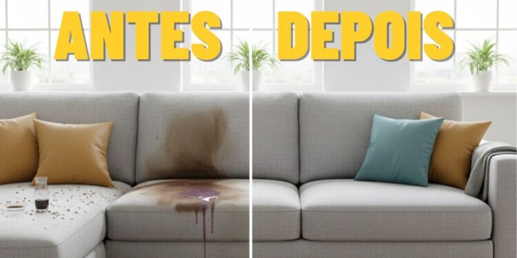 Com apenas 1 tampinha de álcool e amaciante, sofá volta a ficar como novo