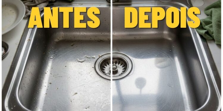 Truque com bicarbonato e limão deixa a pia de inox brilhando como nova, e você nunca mais vai precisar sofrer esfregando durante a limpeza