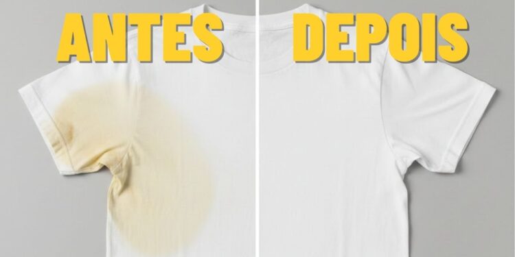 Apenas uma colher desta misturinha tira manchas amarelas da roupa branca e deixa a aparência de nova, sem danificar o tecido