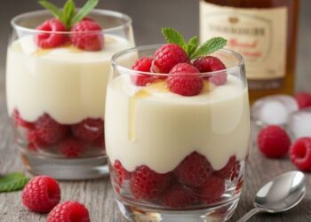 Sobremesa alcoólica de framboesas com whisky, a opção certa para o verão