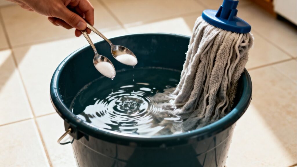 Duas colheres disso no chão deixam o piso limpo por mais tempo