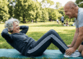 idosos fazendo abdominal