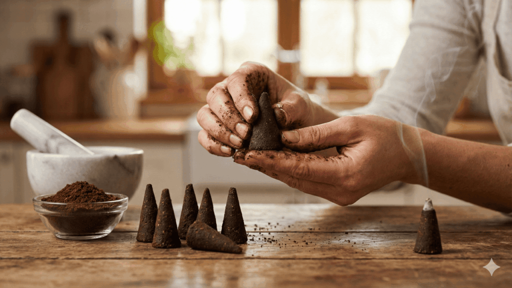 Preparo do incenso de café