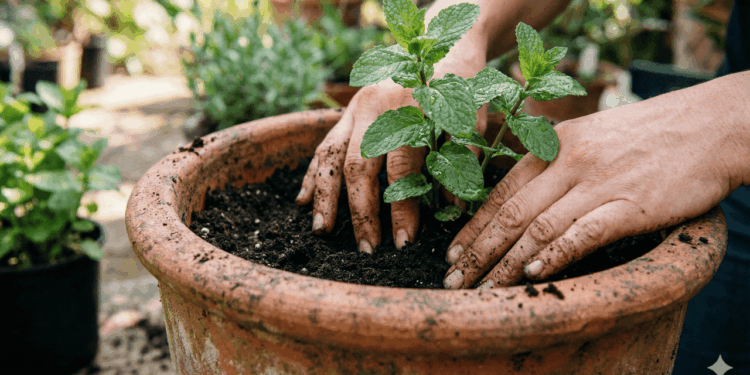 plantio de hortelã em vaso em casa ou apartamento