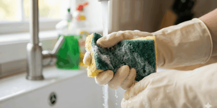 maneira correta de higienizar esponja de cozinha