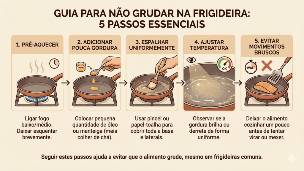 como fazer para não grudar alimentos na frigideira