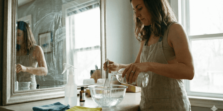 mistura para limpar espelhos