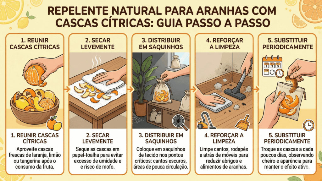 Passo a passo do repelente de casca de laranja