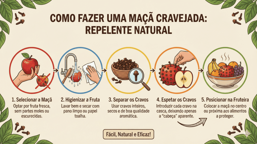 truque da maçã com cravo para espantar mosca
