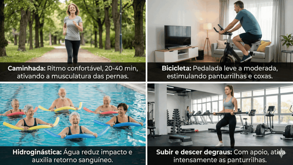 exercicios para aliviar as pernas inchadas