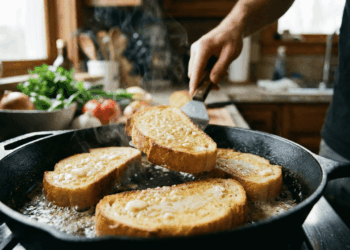 pão de alho de frigideira