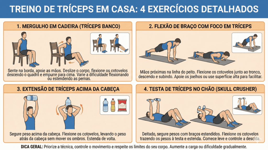 informativo de treino de tríceps em casa