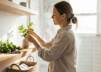 espalhar folhas de hortelã pelo banheiro