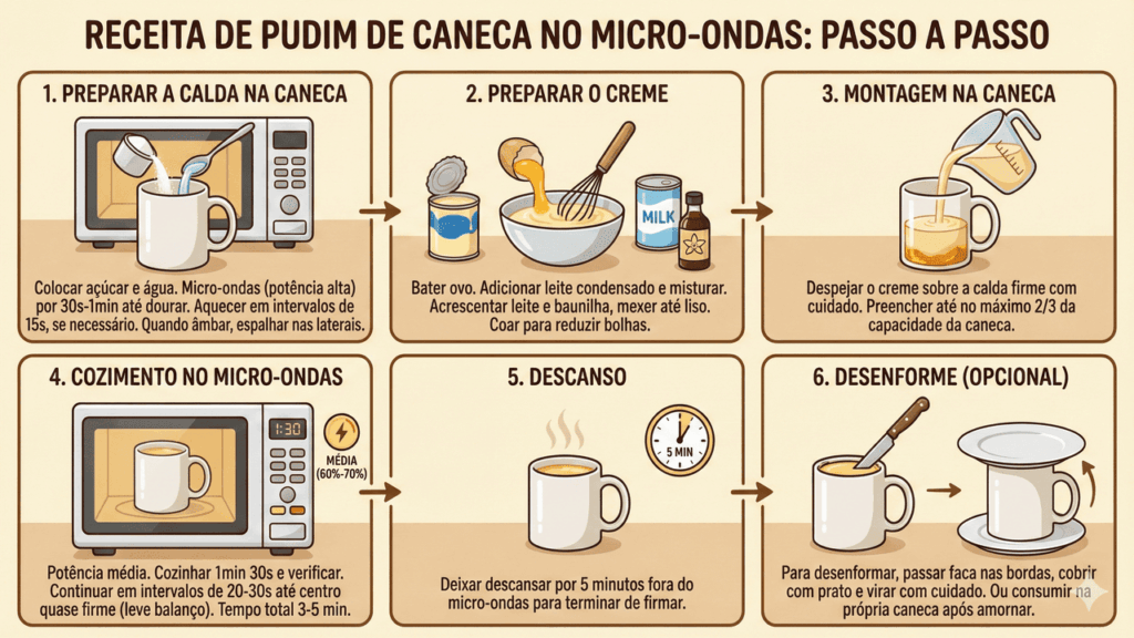 receita passo a passo de pudim de micro-ondas