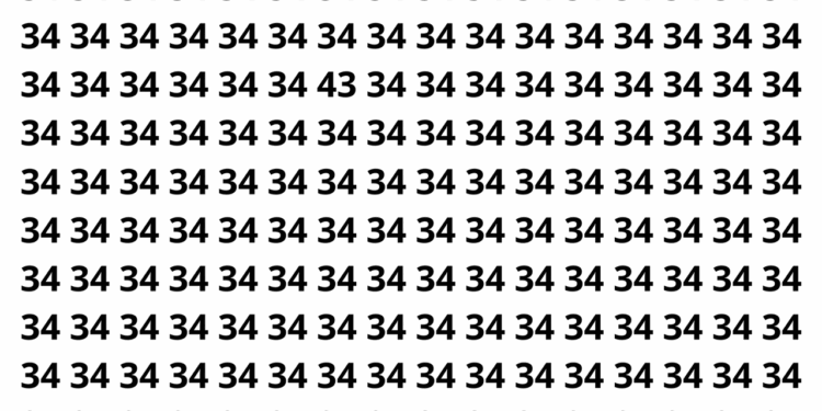 Encontre o número 43 entre os números 34 em menos de 10 segundos