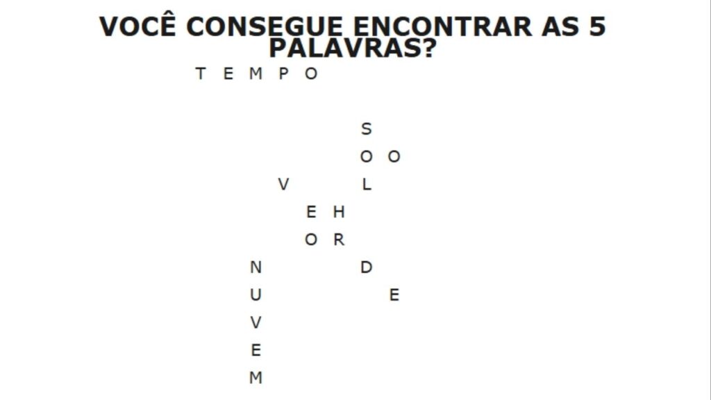 Encontre as 5 palavras em 30 segundos: será que você consegue?