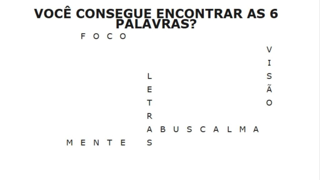 Encontre as 6 palavras em 50 segundos e teste seu cérebro