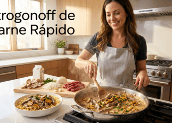 Três passos para preparar estrogonofe de carne rápido e cremoso