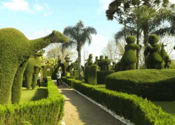 Essa cidade com 3 mil habitantes ganhou fama de “Mais Bela Praça” por um jardineiro de 89 anos que criou esculturas em uma praça inteira