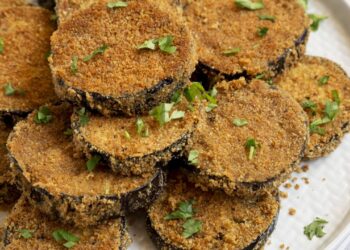 Faça agora essa berinjela empanada rápida e crocante na airfryer