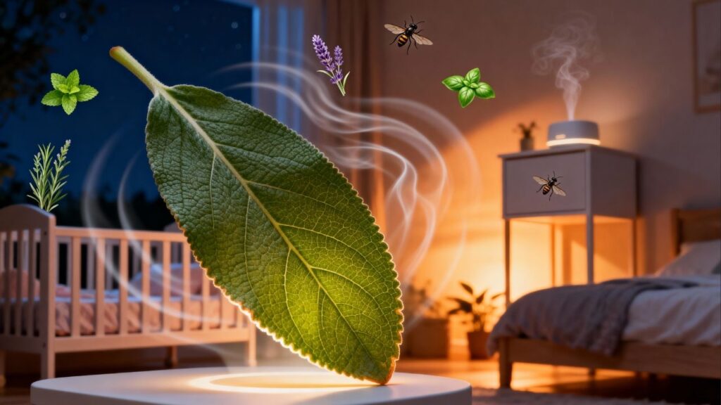 Basta uma folha para repelir mosquitos do quarto das crianças no verão