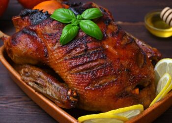 Chester com laranja e mel