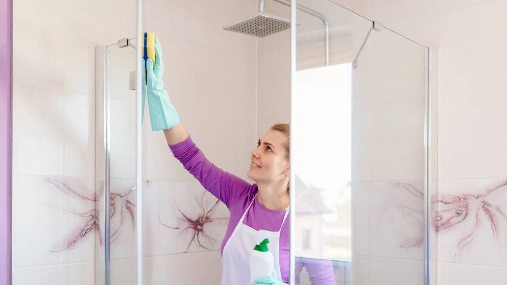 Método simples reaproveita sacola plástica para limpar box do banheiro com menos esforço