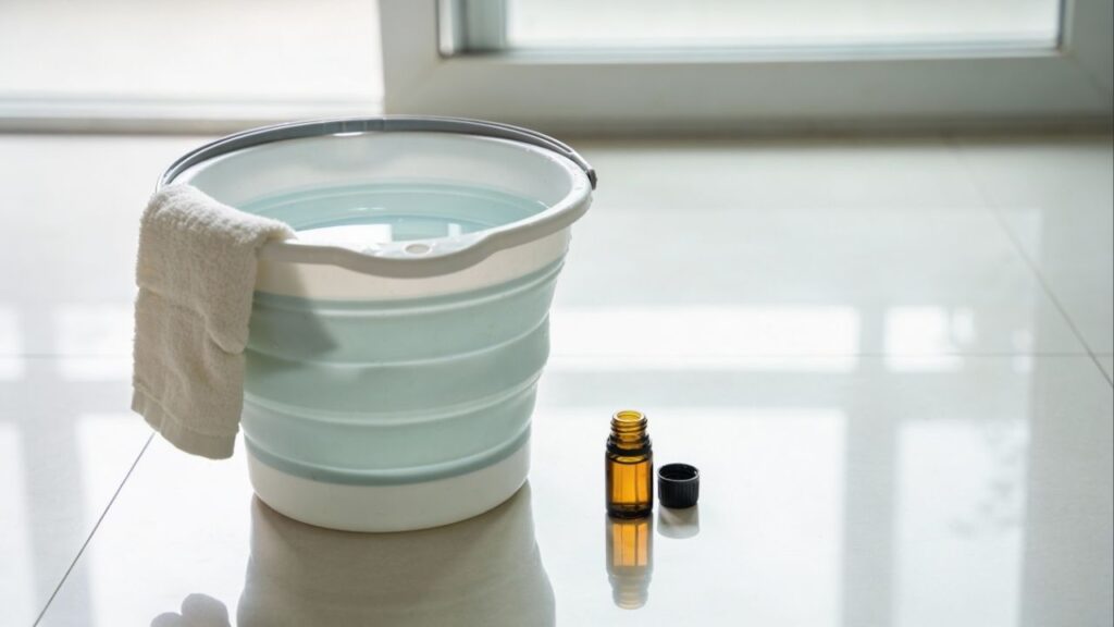 Adiciono 2 gotas à água para lavar o chão: o aroma dura três dias e o pó deixa de se acumular