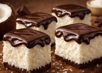 Aprenda a fazer essa sobremesa gelada de maria-mole que combina base cremosa de coco e ganache de chocolate