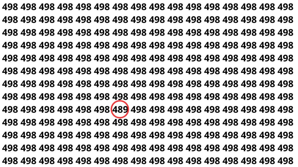 Encontre o número 489 entre vários 498