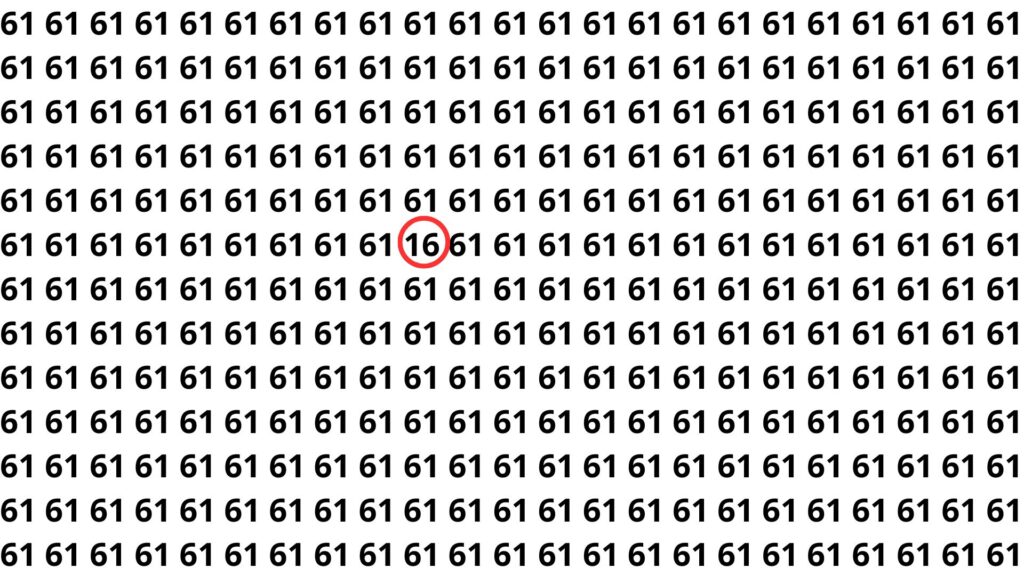 encontrar o número 61 entre vários 16