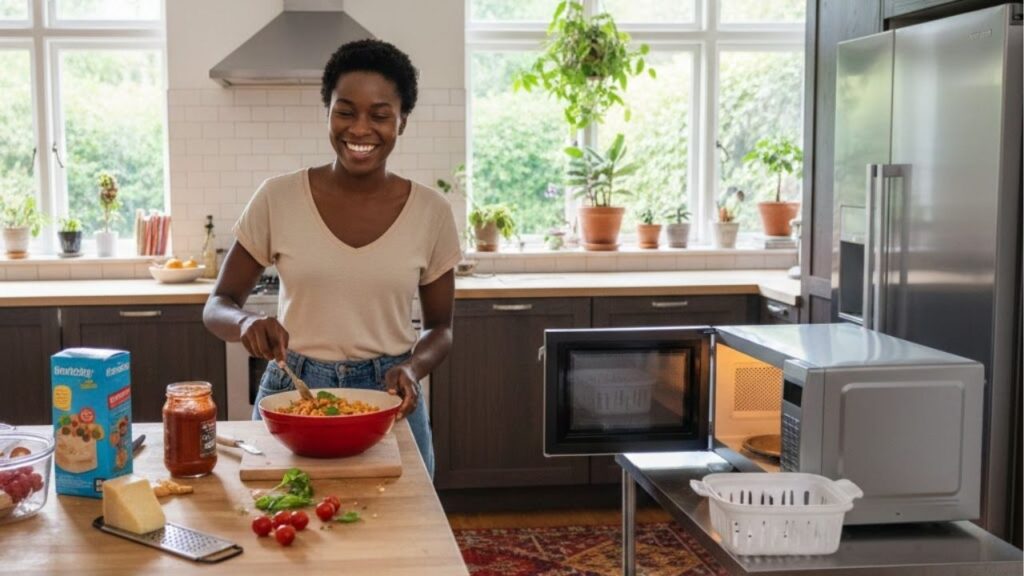 Macarrão com molho de tomate que fica pronto em menos de 10 minutos no micro-ondas, uma receita prática e deliciosa para dias corridos