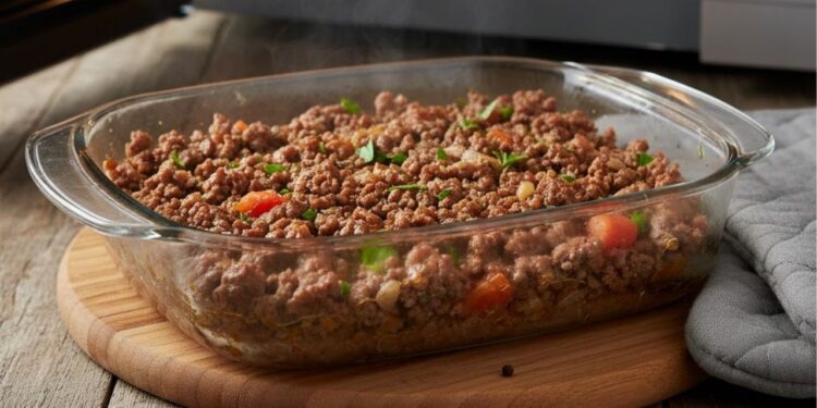 Carne moída de micro-ondas pronta em 10 minutos, pode ser saboreada sozinha ou servida como base para outras refeições, ideal para rotinas agitadas