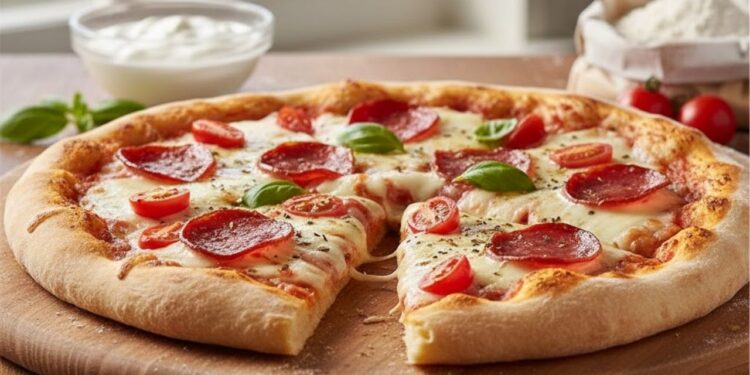 Massa de pizza caseira com apenas 2 ingredientes, fica pronta em poucos minutos e combina com diversos sabores de recheio