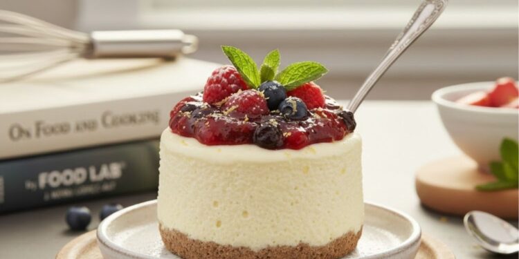 Cheesecake de micro-ondas que fica pronto em 5 minutos, com textura cremosa e sabor irresistível para o seu lanche da tarde