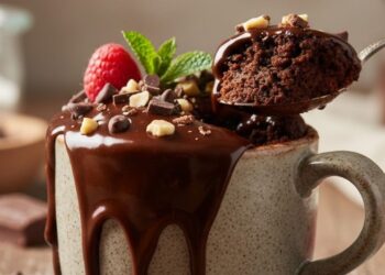Este bolo de chocolate de caneca é a salvação para aqueles dias que você precisa de um docinho e fica pronto em 1 minuto