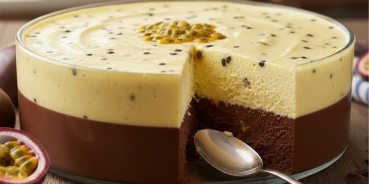 Pudim duo de chocolate com maracujá no liquidificador, sobremesa prática e deliciosa para quem tem a rotina agitada