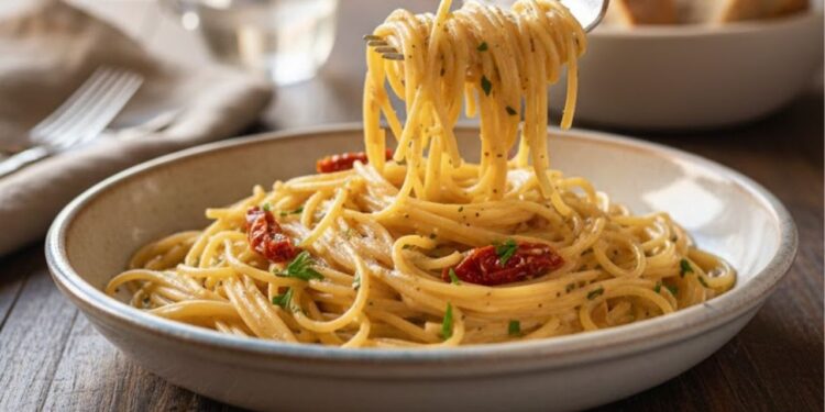 Testamos a receita de espaguetine cremoso usando uma única frigideira e nos surpreendemos com o sabor leve e sofisticado