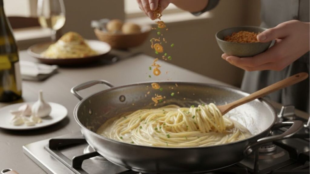 Como preparar macarrão alho e óleo cremoso com manteiga e parmesão, uma alternativa rápida e deliciosa para o jantar em família fugir do tradicional