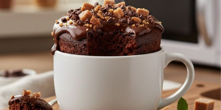 Bolo de chocolate crocante de micro-ondas fica pronto em 3 minutos com muito sabor e textura, o docinho ideal para o lanche da tarde