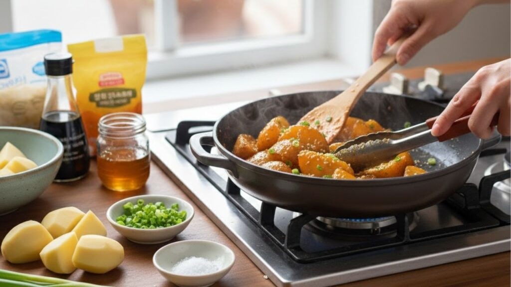 Está com batatas sobrando em casa? Prepare esta receita de batatas coreanas e surpreenda-se com o sabor, é fácil de fazer e dura até uma semana na geladeira