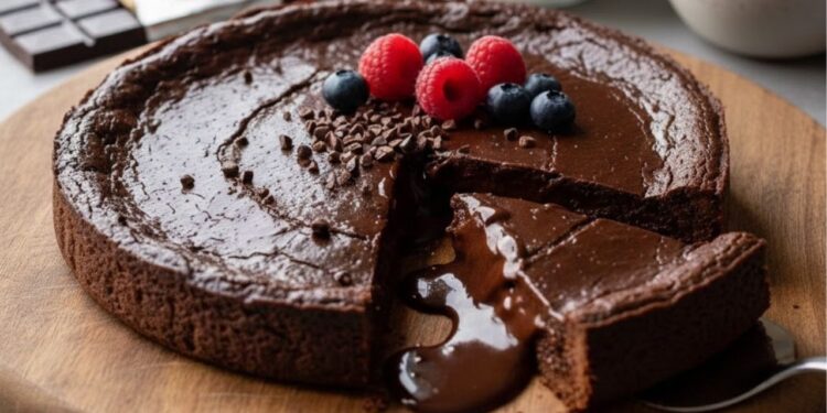Esta torta de brigadeiro saudável com apenas 3 ingredientes é fácil de fazer e pode ser encaixada na dieta todos os dias sem prejudicar a sua saúde