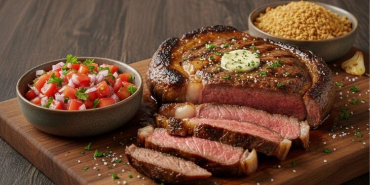 Nem churrasqueira, nem forno, aprenda a fazer o melhor e mais suculento contra filé assado na Air Fryer com vinagrete e farofa