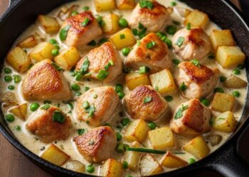 Nem forno, nem air fryer, frango cremoso com batatas na frigideira é a melhor receita para o jantar, saudável, rápido de fazer e delicioso